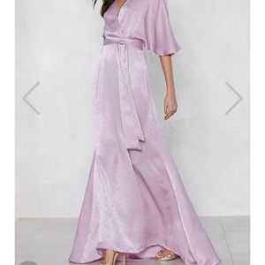 Lilac purple maxi dress with tail flow